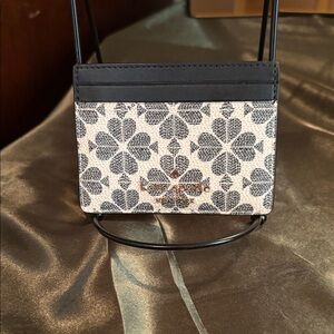 kate spade New York signature spade black & cream floral slim cardholder